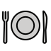 fork and knife with plate